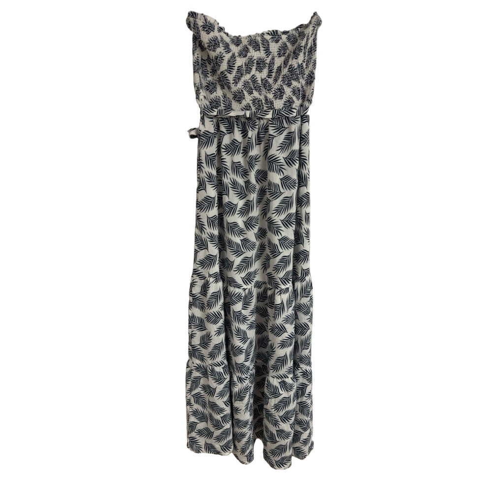 NWT ee:some Beachside Living Navy & White Smocked Sleeveless Maxi Dress Size L - Picture 2 of 8